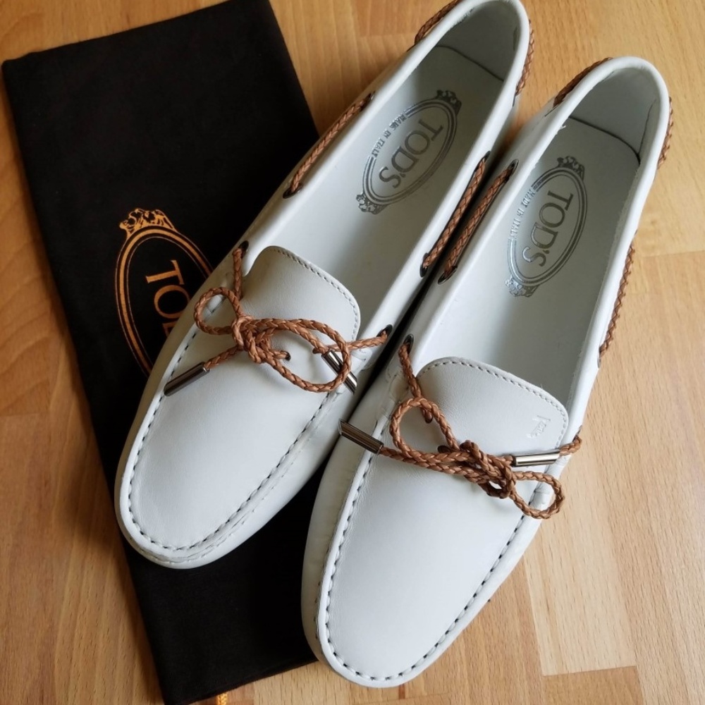 Tod's New Gommino Driving Shoes Loafer White 39.5 - Picture 3 of 8